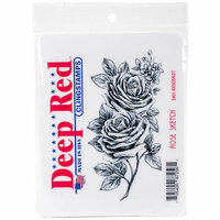 Deep Red Stamps - Cling Mounted Rubber Stamp - Rose Sketch