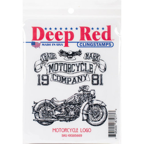 Deep Red Stamps - Cling Mounted Rubber Stamp - Motorcycle Logo