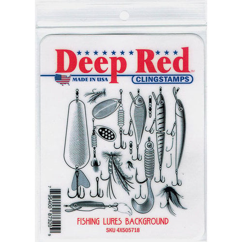 Deep Red Stamps - Cling Mounted Rubber Stamp - Fishing Lures Background