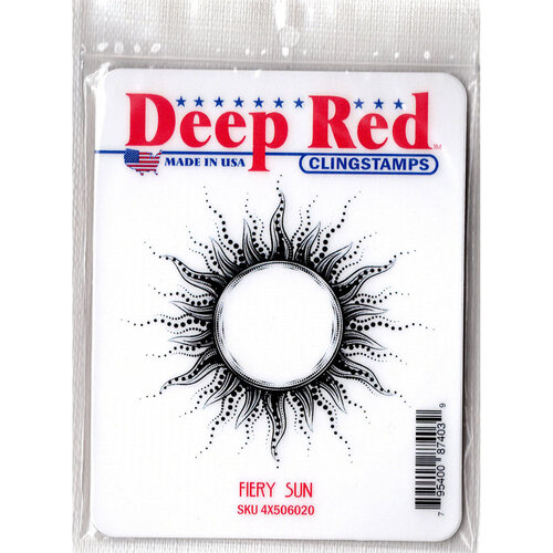Deep Red Stamps - Cling Mounted Rubber Stamp - Fiery Sun