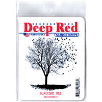 Deep Red Stamps - Cling Mounted Rubber Stamp - Blackbird Tree