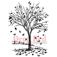 Deep Red Stamps - Cling Mounted Rubber Stamp - Fall Leaves