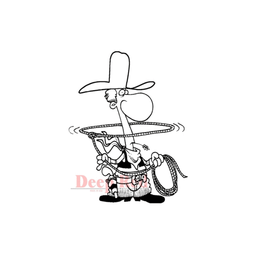 Deep Red Stamps - Cling Mounted Rubber Stamp - Rodeo Cowboy