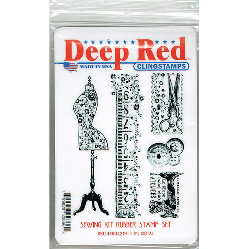 Deep Red Stamps - Cling Mounted Rubber Stamp - Sewing Kit
