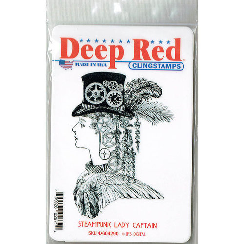 Deep Red Stamps - Cling Mounted Rubber Stamp - Steampunk Lady