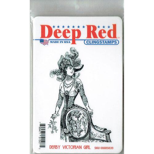 Deep Red Stamps - Cling Mounted Rubber Stamp - Derby Victorian Girl