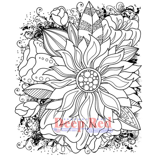 Deep Red Stamps - Cling Mounted Rubber Stamp - Color Me Sunflower