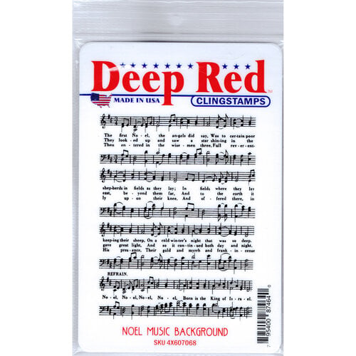 Deep Red Stamps - Cling Mounted Rubber Stamp - Noel Music Background