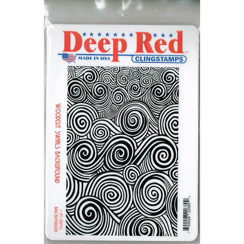 Deep Red Stamps - Cling Mounted Rubber Stamp - Woodcut Swirls Background
