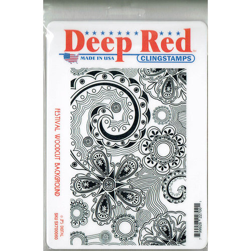 Deep Red Stamps - Cling Mounted Rubber Stamp - Festival Woodcut Background