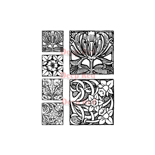 Deep Red Stamps - Cling Mounted Rubber Stamp - Spring Tiles