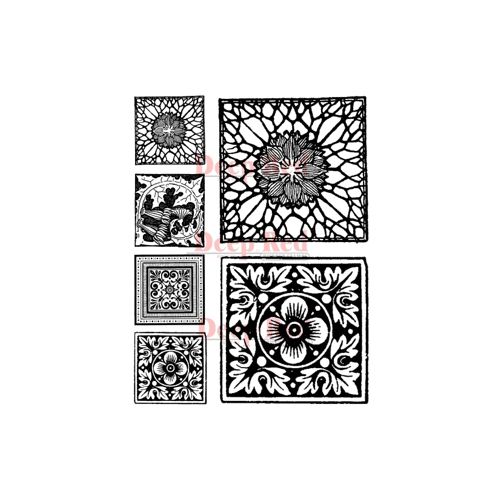Deep Red Stamps - Cling Mounted Rubber Stamp - Summer Tiles