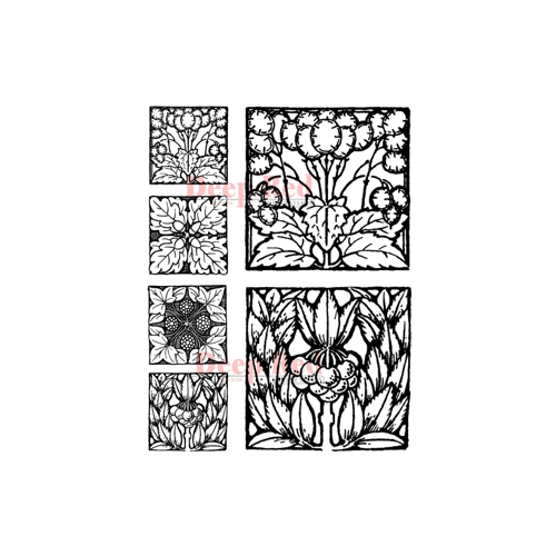 Deep Red Stamps - Cling Mounted Rubber Stamp - Autumn Tiles