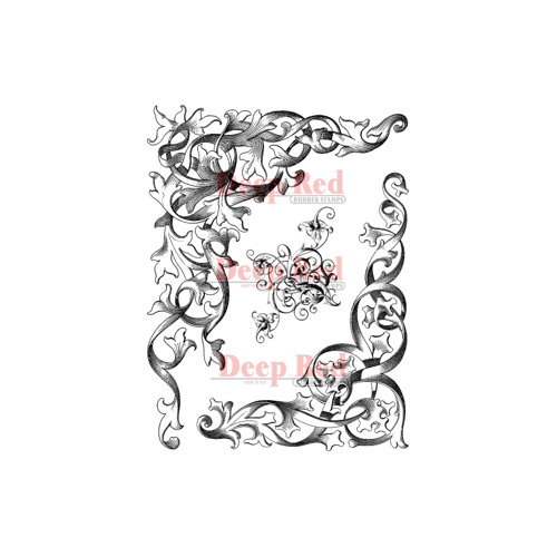 Deep Red Stamps - Cling Mounted Rubber Stamp - Wrought Iron Corners