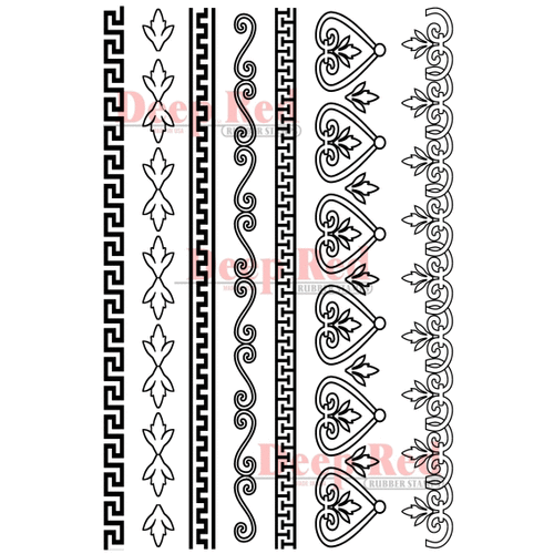 Deep Red Stamps - Cling Mounted Rubber Stamp - Greek Deco Borders