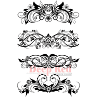 Deep Red Stamps - Cling Mounted Rubber Stamp - Vector Flourishes