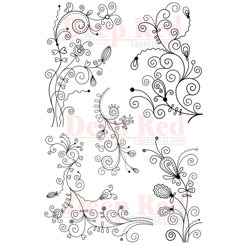 Deep Red Stamps - Cling Mounted Rubber Stamp - Doodle Flourish