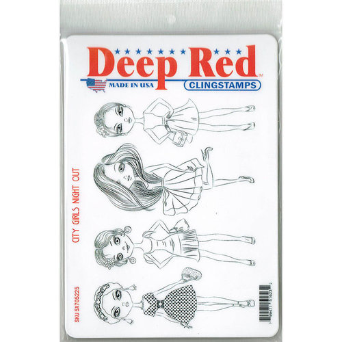 Deep Red Stamps - Cling Mounted Rubber Stamp - City Girls Night Out