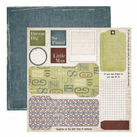 Dream Street Papers - Clubhouse Collection by Tracy Whitney - 12x12 Double Sided Paper - Bits and Pieces, CLEARANCE
