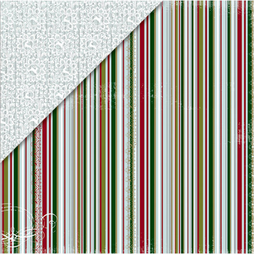 Deja Views - C-Thru - Little Yellow Bicycle - 25 Days of Christmas Collection - 12 x 12 Double Sided Metallic Paper - Fine Stripe, CLEARANCE