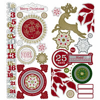 Deja Views - C-Thru - Little Yellow Bicycle - 25 Days of Christmas Collection - Embossed Metallic Cardstock Stickers - Favorite Pieces, CLEARANCE