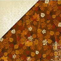 Deja Views - C-Thru - Little Yellow Bicycle - Autumn Bliss Collection - 12 x 12 Double Sided Paper - Brown Leaves, BRAND NEW