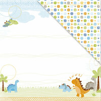 Deja Views - C-Thru - Little Yellow Bicycle - BabySaurus Collection - 12 x 12 Double Sided Textured Paper - Dino Valley