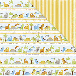 Deja Views - C-Thru - Little Yellow Bicycle - BabySaurus Collection - 12 x 12 Double Sided Textured Paper - Dino Parade