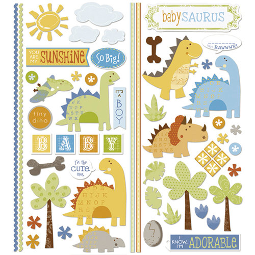 Deja Views - C-Thru - Little Yellow Bicycle - BabySaurus Collection - Cardstock Stickers with Varnish Accents - Favorite Pieces, BRAND NEW