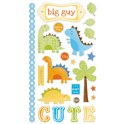 Deja Views - C-Thru - Little Yellow Bicycle - BabySaurus Collection - Chipboard Stickers with Varnish Accents - Embellishments, BRAND NEW