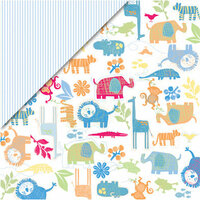 Deja Views - C-Thru - Little Yellow Bicycle - Baby Safari Boy Collection - 12 x 12 Double Sided Paper - Jungle, BRAND NEW