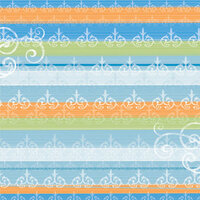 Deja Views - C-Thru - Little Yellow Bicycle - Baby Safari Boy Collection - 12 x 12 Embossed Paper - Stripes and Swirls, CLEARANCE