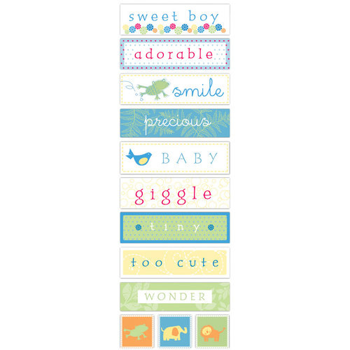 Deja Views - C-Thru - Little Yellow Bicycle - Baby Safari Boy Collection - Fabric Stickers - Words, CLEARANCE