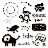 Deja Views - C-Thru - Little Yellow Bicycle - Baby Safari Boy Collection - Clear Acrylic Stamps