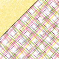 Deja Views - C-Thru - Little Yellow Bicycle - Baby Safari Girl Collection - 12 x 12 Double Sided Paper - Plaid