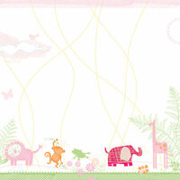 Deja Views - C-Thru - Little Yellow Bicycle - Baby Safari Girl Collection - 12 x 12 Glitter Paper - Jungle
