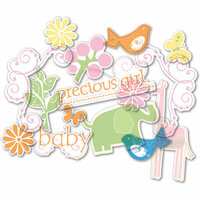 Deja Views - C-Thru - Little Yellow Bicycle - Baby Safari Girl Collection - Clear Cuts - Glitter Shapes