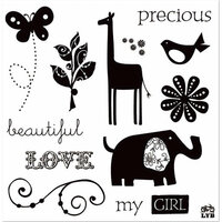 Deja Views - C-Thru - Little Yellow Bicycle - Baby Safari Girl Collection - Clear Acrylic Stamps