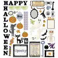 Deja Views - C-Thru - Little Yellow Bicycle - Booville Collection - Halloween - Debossed Cardstock Stickers with Varnish Accents - Favorite Pieces