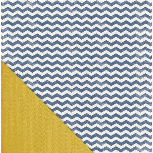 Little Yellow Bicycle - Feels Like Home Collection - 12 x 12 Double Sided Paper - Denim Chevron