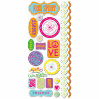 Deja Views - C-Thru - Little Yellow Bicycle - Free Spirit Collection - Clear Stickers with Glitter Accents, CLEARANCE
