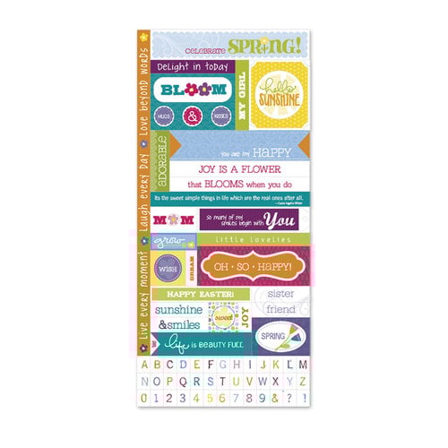 Deja Views - C-Thru - Little Yellow Bicycle - Hello Spring Collection - Cardstock Stickers with Debossed and Glitter Accents - Fresh Verse