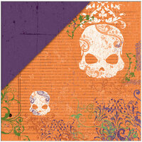 Deja Views - C-Thru - Little Yellow Bicycle - Frightful Collection - Halloween - 12 x 12 Double Sided Paper - Skull Ledger, CLEARANCE