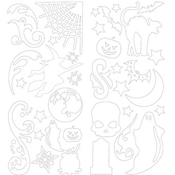 Deja Views - C-Thru - Little Yellow Bicycle - Frightful Collection - Halloween - Chipboard Shapes Stickers - White, CLEARANCE