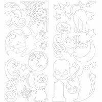 Deja Views - C-Thru - Little Yellow Bicycle - Frightful Collection - Halloween - Chipboard Shapes Stickers - White, CLEARANCE