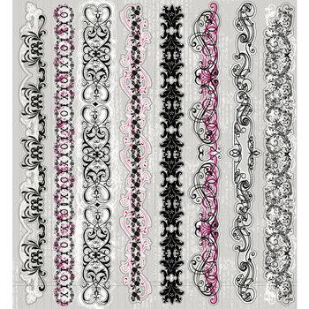 Deja Views - C-Thru - Little Yellow Bicycle - Love Letters Collection - Cardstock Stickers - Flocked Borders, CLEARANCE