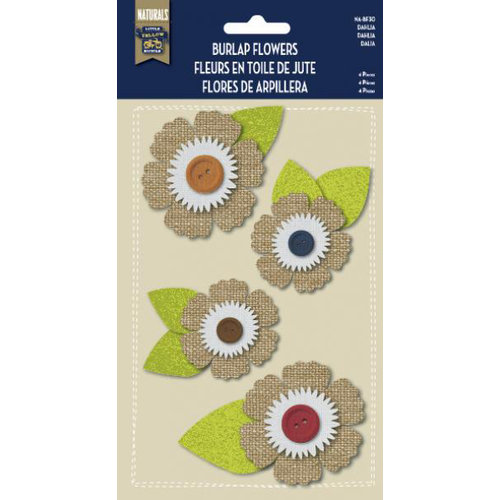 Little Yellow Bicycle - Naturals Collection - Burlap Stickers with Button Accents - Dahlia