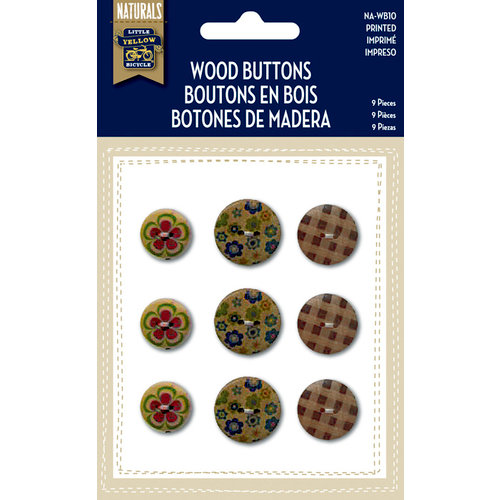 Little Yellow Bicycle - Naturals Collection - Wood Buttons - Printed