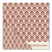Little Yellow Bicycle - Once Upon a Christmas Collection - 12 x 12 Double Sided Paper - Merry Christmas Damask