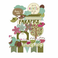 Deja Views - C-Thru - Little Yellow Bicycle - Paradise Collection - Chipboard Shapes with Glitter Accents